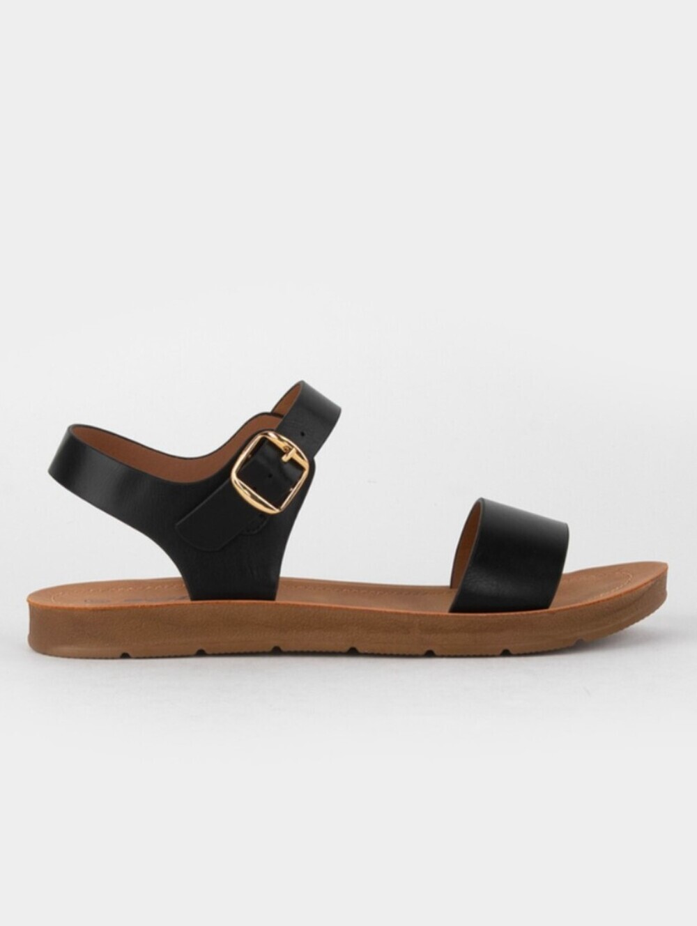 Soda Black Strap Sandal with Brown Sole NWOT